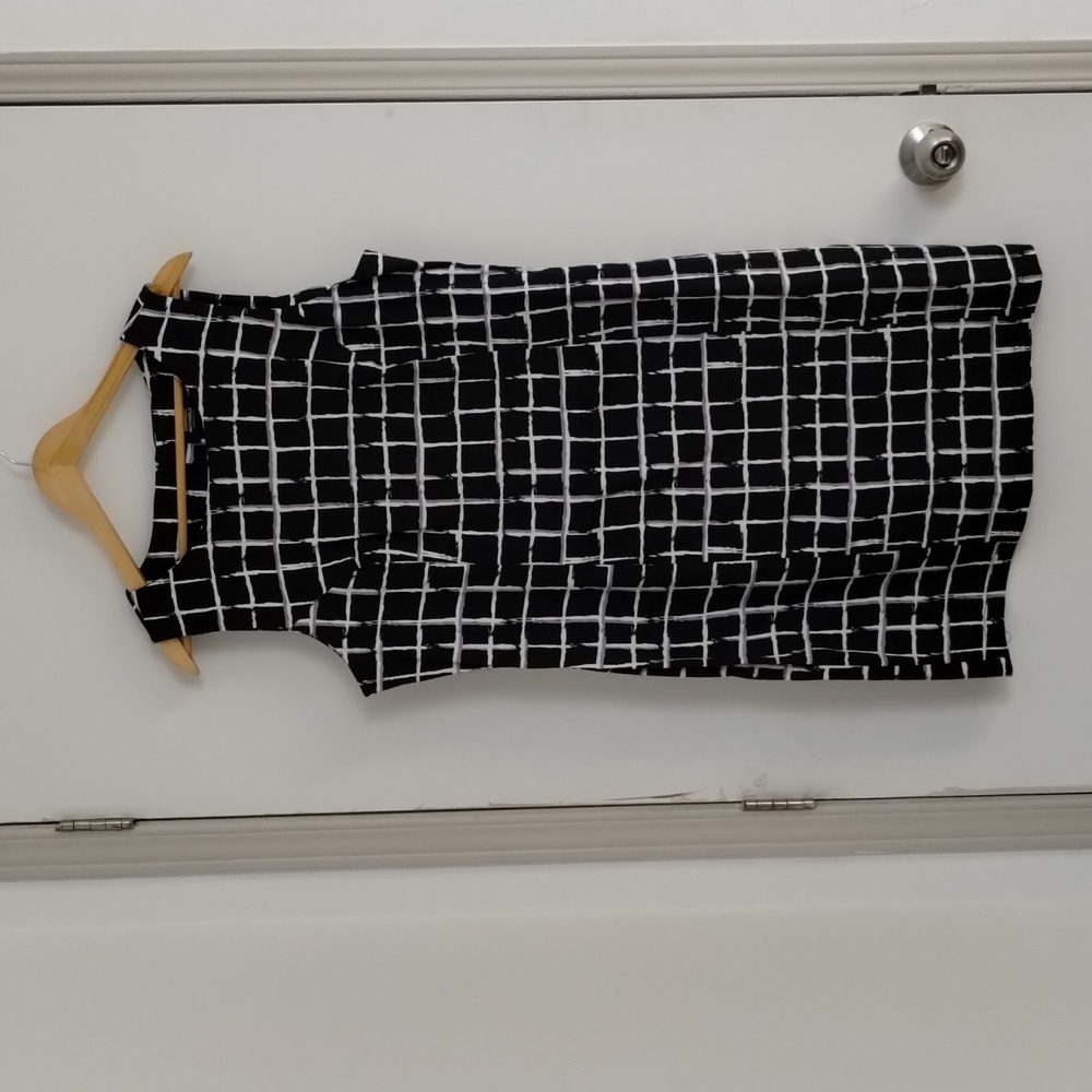 Michael Kors Black and White Checkered Midi Dress